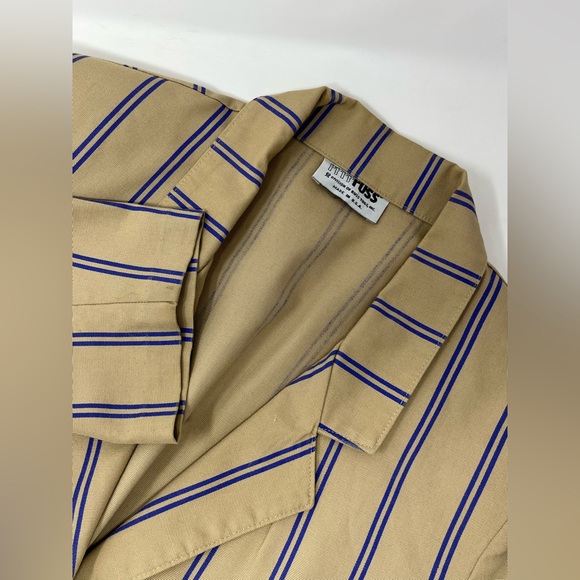 Vintage Russ Women's Blazer Long Sleeve Stripes Tan Size Unknown Clean GHP8 - Picture 1 of 7